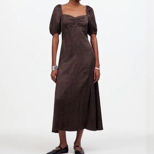 Madewell Puff-Sleeve Sweetheart Midi Dress Size 2